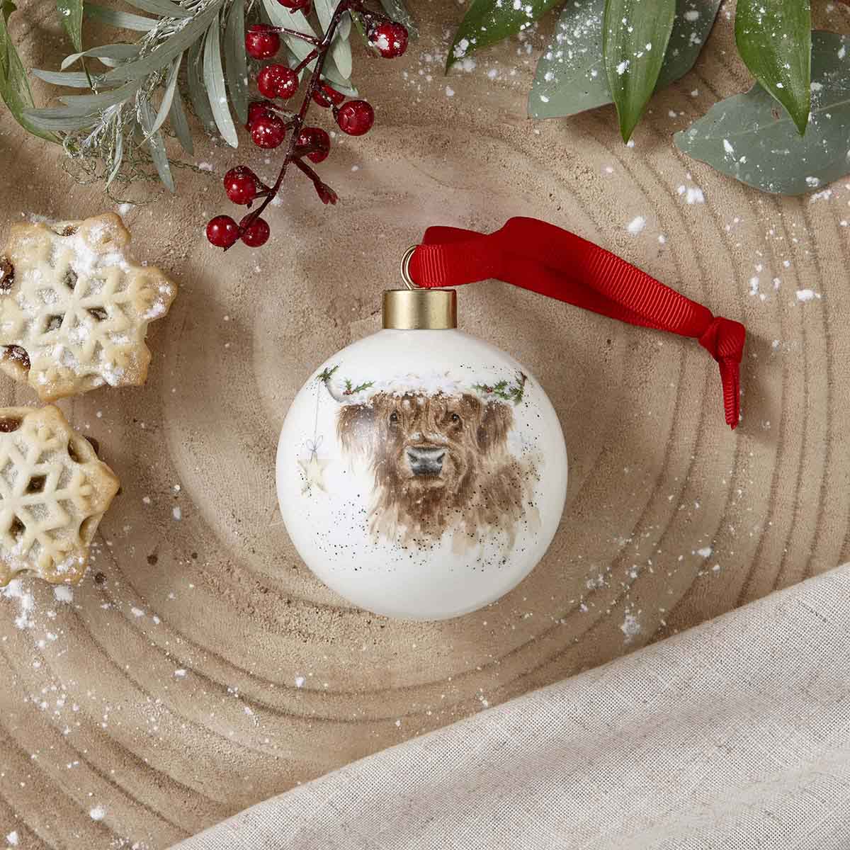 Wrendale Designs Highland Cow Bauble image number null